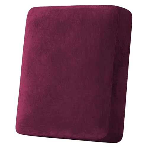 Velvet Stretch Couch Cushion Cover Plush Cushion Slipcover for Chair Cushion Furniture Protector Seat Cushion Sofa Cover (Wine/Burgundy / 1 Cushion Armchair)