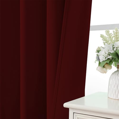 Burgundy Red Blackout Curtains 45 inch Length 2 Panels Set (Burgundy Red / 52"W x 45"L (Pack of 2))