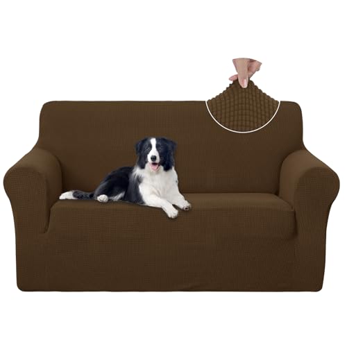 Loveseat Cover Stretch Couch Cover Sofa Slipcover (Brown / Loveseat)