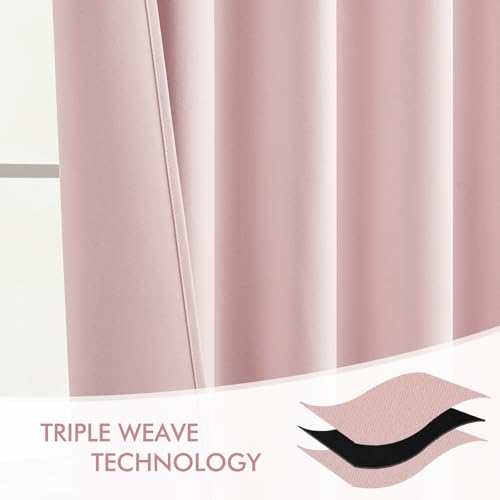 Light Pink Back Tab Blackout Curtains 52x102 Inch Long 2 Panels Set (Light Pink / 52"W x 102"L (Pack of 2))