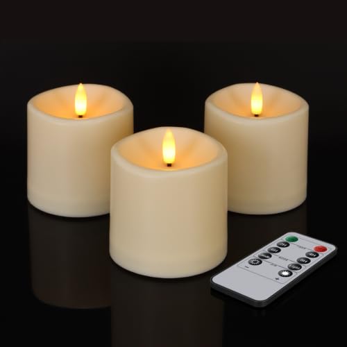 3"x3" Outdoor Waterproof Flameless LED Candles with Remote Timer