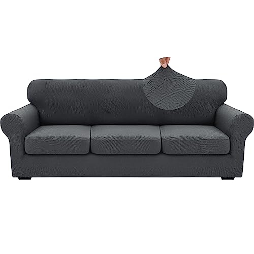 4 Piece Stretch X (91"-110"(3 Cushions) / Dark Gray)