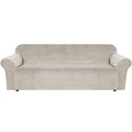 Stretch Velvet Sofa Covers Large Couch Covers Furniture Protector Soft with Non Slip Elastic Bottom (French Oak / XL Sofa)