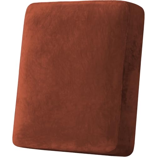 Velvet Stretch Couch Cushion Cover Plush Cushion Slipcover for Chair Cushion Furniture Protector Seat Cushion Sofa Cover (Rust / 1 Cushion Armchair)