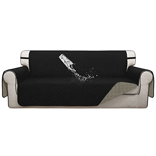 Double Protection 100% Waterproof Sofa Covers for Living Room (Black/Beige / Sofa X Large)