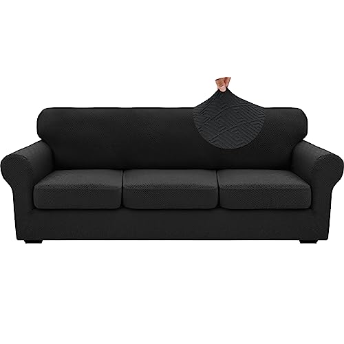 4 Piece Stretch X (91"-110"(3 Cushions) / Black)