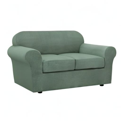 3 Piece Stretch Sofa Covers for 2 Cushion Loveseat Couch Covers for Living Room Sofa Slipcovers (Medium / Loden Frost)