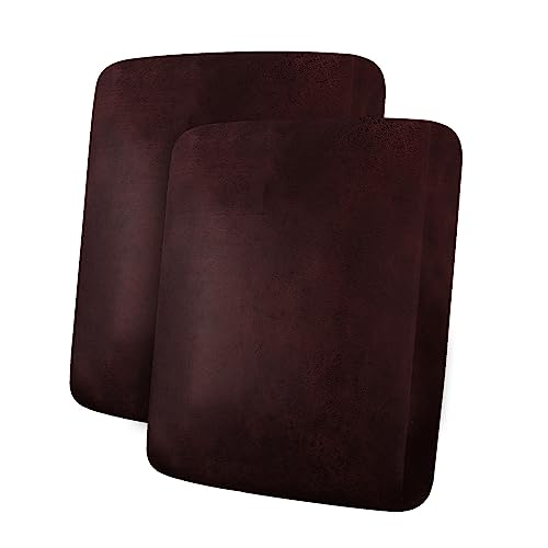 Leather Look Couch Cushion Covers Sofa Seat Slipcovers Sets Couches Furniture Protector for Sectional Armchair Loveseat Pets Kids Stretch Spandex Fabric (2 Cushion Sofa / Burgundy)
