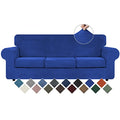 4 Pieces Couch Cover for Sofa Velvet Sofa Cover Washable (Large / Royal Blue)