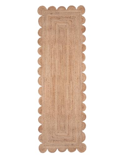 Hand Woven Natural Jute Scalloped Rug (Beige / 3' x 5' (Scalloped))