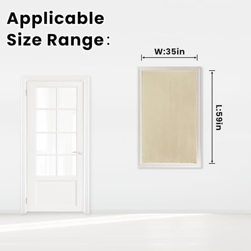 Self Adhesive Portable Blackout Curtains for Bedroom Easy to Install Window Thermal Lnsulated Kitchen Room Darkening Small Window Curtains (35"W x 59"L (Pack of 1) / Beige)