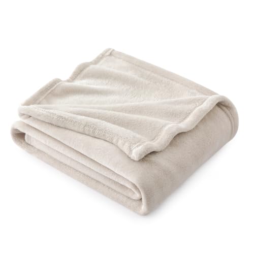 GentleSoft Bedding Fleece Blanket for Girls and Boys (06 - Linen Beige / Kids (43" x 55"))