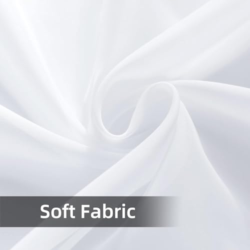 Solid Sheer Rod Pocket Curtain Voile Draperies 2 Panels White Beige Black Grey Coffee 60 Inch Width 63 Inch Long 1 Pair for Kitchen Bedroom Children Living Room Yard (White / 60"W x 63"L (Pack of 2))