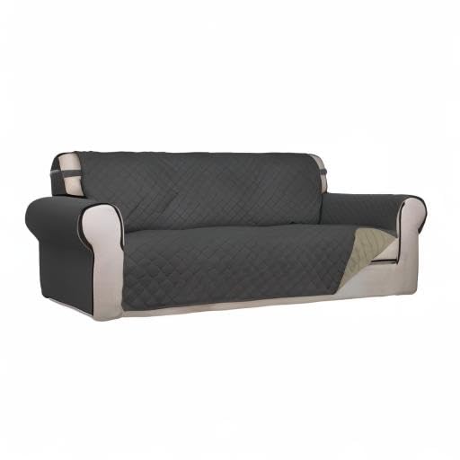 Reversible Quilted Sofa Cover Dog Couch Covers for Sofa (Large / Dark Gray/Beige)