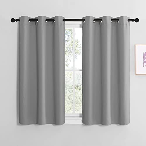 Silver Grey Blackout Curtain Panels for Bedroom (Silver Gray / 42"W x 40"L (Pack of 2))