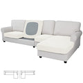 Stretch 4 Pieces Couch Cushion Covers for Sectional Sofa L Shape (3 Seater + 1 Chaise / Cream)