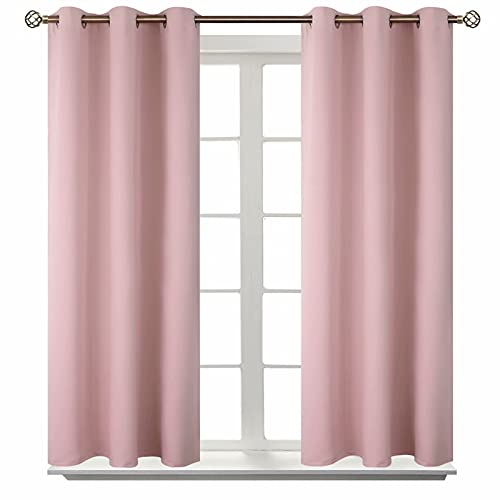 Short Curtains for Small Window 45 Inch Long (Baby Pink / 38"W x 45"L (Pack of 2))