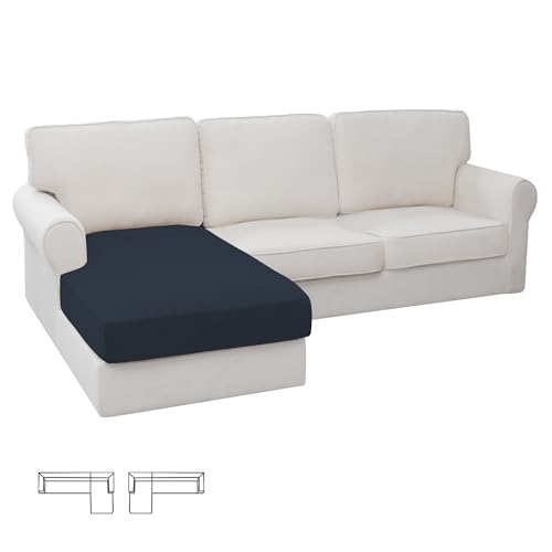 Stretch 1 Piece Chaise Lounge Cushion Slipcover (Chaise Cover / Dark Blue)