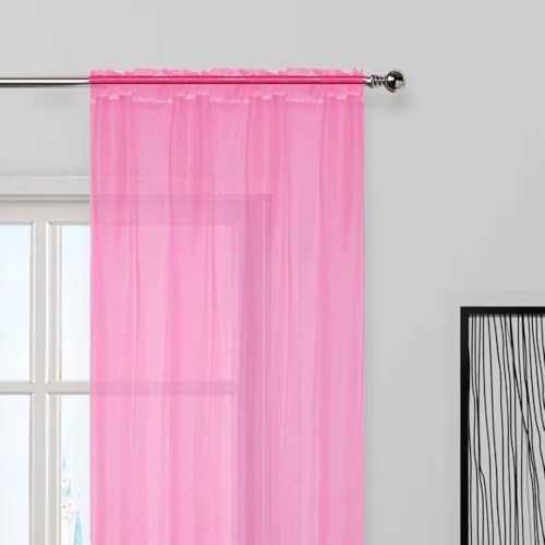 Basic Rod Pocket Sheer Voile Window Curtain Panels Pink 1 Pair 2 Panels 70 Width 72 Inch Long for Kitchen Bedroom Children Living Room Yard（Pink (Pink / 70"W x 72"L (Pack of 2))