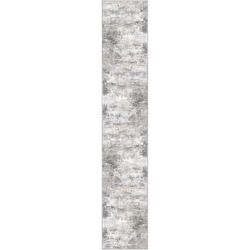 Abstract Runner Rug 3x16 Ft Washable Runners for Hallways (Ash Grey/Beige / 3' x 16' (Rectangular))