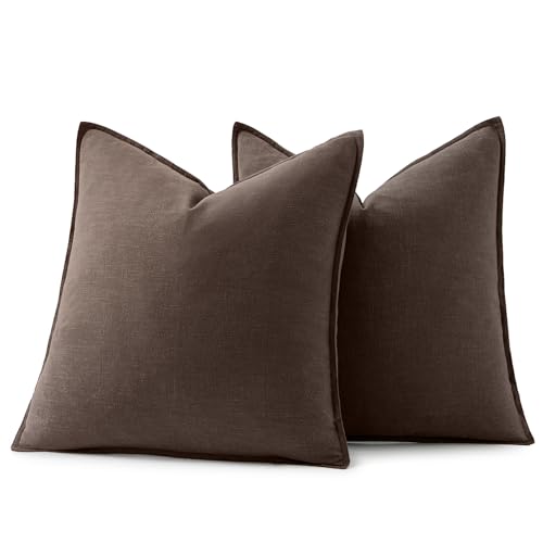 Decorative Linen Pillow Covers 20x20 Inch Reddish Brown (Reddish Brown / 20" x 20" (Pack of 2))