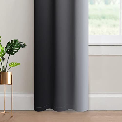 Ombre Curtains Black and Greyish White for Living Room (42"W x 84"L (Pack of 2) / Black)
