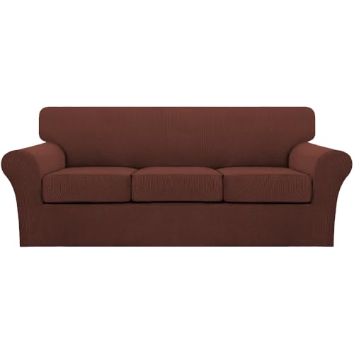 4 Piece Sofa Covers for 3 Cushion Couch Sofa Slipcover Soft Couch Cover for Dogs (Sofa (3 Cushion) / Burnt Brick)