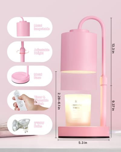 Dimmable Candle Warmer Lamp with Timer (Baby Pink)