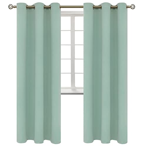 Frosty Green Room Darkening Curtains 84 Inch Long (Frosty Green / 38"W x 84"L (Pack of 2))