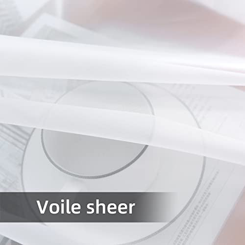 Solid Sheer Rod Pocket Curtain Voile Draperies 2 Panels White Beige Black Grey Coffee 52 Inch Width 36 Inch Long 1 Pair for Kitchen Bedroom Children Living Room Yard (White / 52"W x 36"L (Pack of 2))