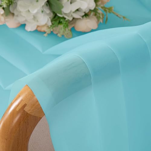 Aqua Sheer Curtains for Bedroom Living Room 72 Inches Long 2 Panels Set (Aqua / 42"W x 72"L (Pack of 2))