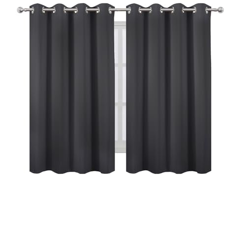 Blackout Curtains 66 x 54 Inch Long Dark Grey Curtains Set of 2 Panels Room Darkening Curtains for Bedroom and Living Room (Dark Grey / 66"W x 54"L (Pack of 2))