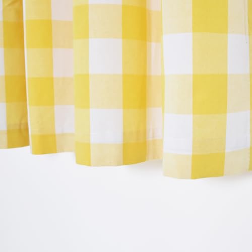 Yellow and White Short Curtains For Windows Treatment Buffalo Check Plaid Valances Gingham 2 Pack Tiers Rod Pocket Decor Small Curtains Over Sink For Kitchen (34"W x 30"L (Pack of 2) / Yellow and White)