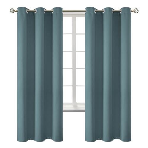 Stone Blue Blackout Curtains for Bedroom 72 Inch Long (Stone Blue / 42"W x 72"L (Pack of 2))
