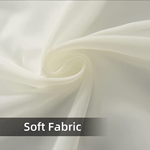 Solid Sheer Rod Pocket Curtain Voile Draperies 2 Panels White Beige Black Grey Coffee 52 Inch Width 84 Inch Long 1 Pair for Kitchen Bedroom Children Living Room Yard (Ivory / 52"W x 84"L (Pack of 2))