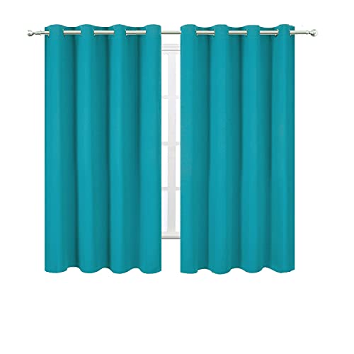 Teal Blackout Curtains 66 x 63 Inch Length (Teal / 66"W x 63"L (Pack of 2))