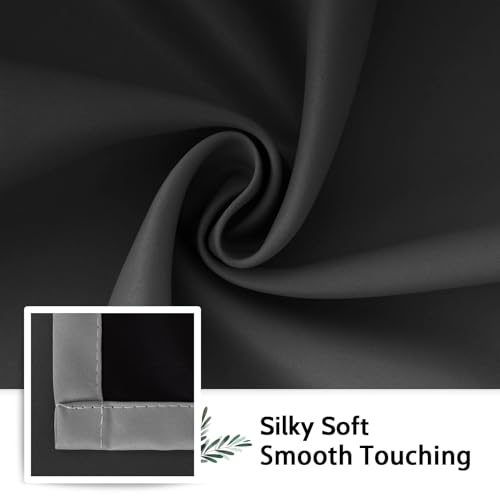 100% Blackout Ombre Bedroom Curtains Black and Greyish White (52"W x 45"L (Pack of 2) / Black White)