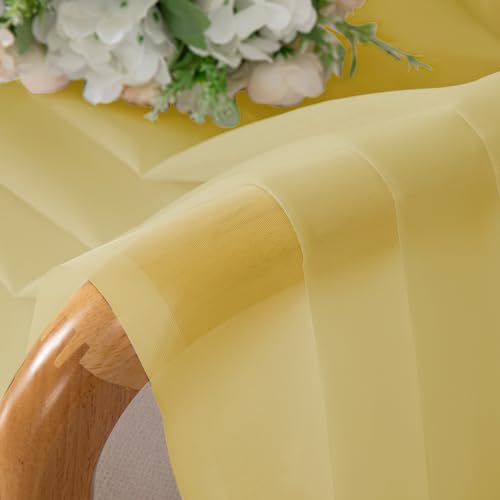 Mustard Yellow Sheer Curtains 54 Inches Long (Yellow / 42"W x 54"L (Pack of 2))