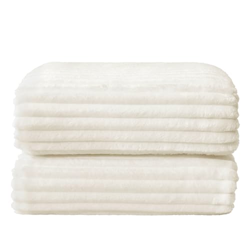3D Ribbed Jacquard Cream Full Size Blankes for Bed (Cream / Full(84"x90"))