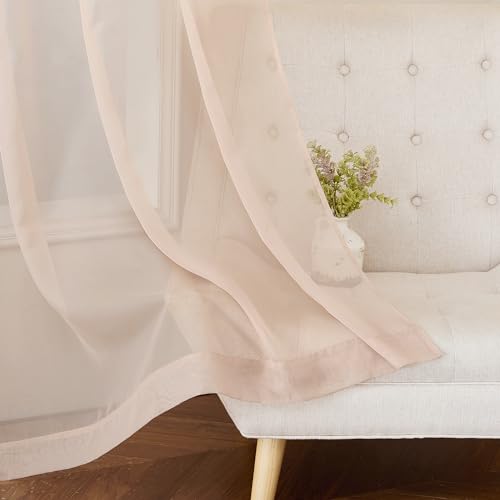 Taupe Sheer Curtains 72 inches Long (Taupe / 54"W x 72"L (Pack of 2))