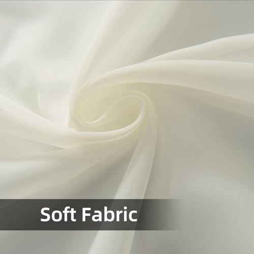 Solid Sheer Rod Pocket Curtain Voile Draperies 2 Panels Ivory Beige Black Grey Coffee 42 Inch Width 72 Inch Long 1 Pair for Kitchen Bedroom Children Living Room Yard (Ivory / 42"W x 72"L (Pack of 2))