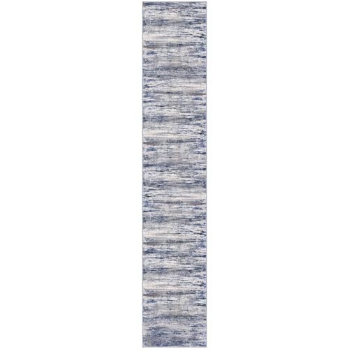 Modern Abstract Washable Rug Runner 2.6x14 Hallway Rug Runner Non (Blue-grey / 2'8" x 14' (Runner))