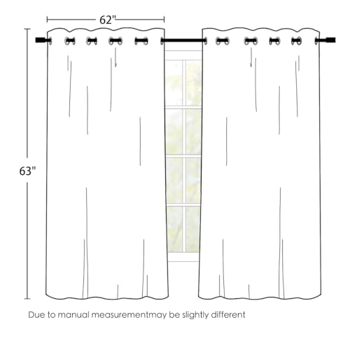 Cream 100% Blackout Curtains Room Darkening Living Room 63 Inch (Cream / 62"W x 63"L (Pack of 2))