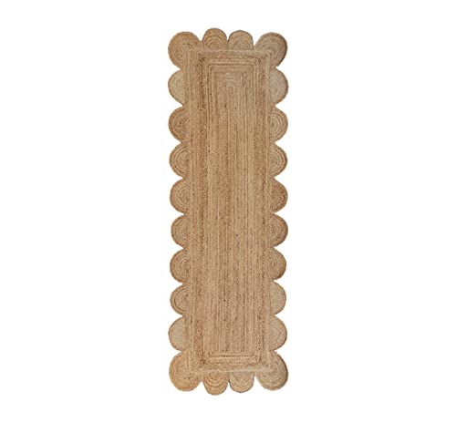 Scalloped Natural Jute Area Rug (Natural / 2'6"x18' (Runner))