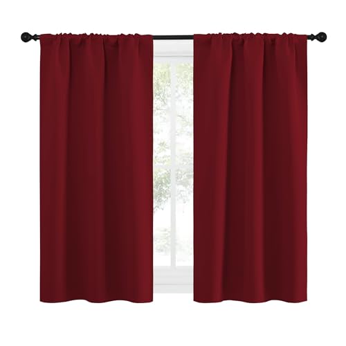 50inch Curtains for Small Windows (Burgundy Red / 29"W x 50"L (Pack of 2))