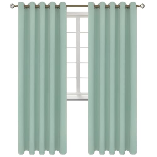 Frosty Green Room Darkening Curtains 84 Inch Long (Frosty Green / 70"W x 84"L (Pack of 2))