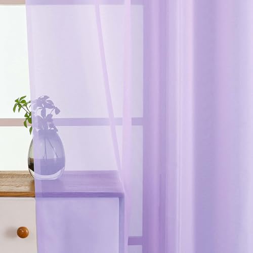 Valances for Windows 14 inch Length 2 Panels (42"W x 14"L (Pack of 2) / Lavender)