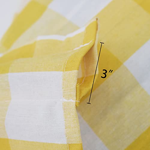 Buffalo Check Window Curtains 72 inches Long Living Room Cotton Curtain Panels Bedroom Plaid Gingham Farmhouse Decor Curtains Rod Pocket Kitchen Bathroom Basement 2 Panels Yellow White 52"x72" (52"W x 72"L (Pack of 2) / Yellow+white)