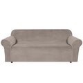 Stretch Velvet Sofa Covers for 3 Cushion Couch Covers Sofa Slipcovers Furniture Protector Soft with Non Slip Elastic Bottom (Taupe / Sofa)