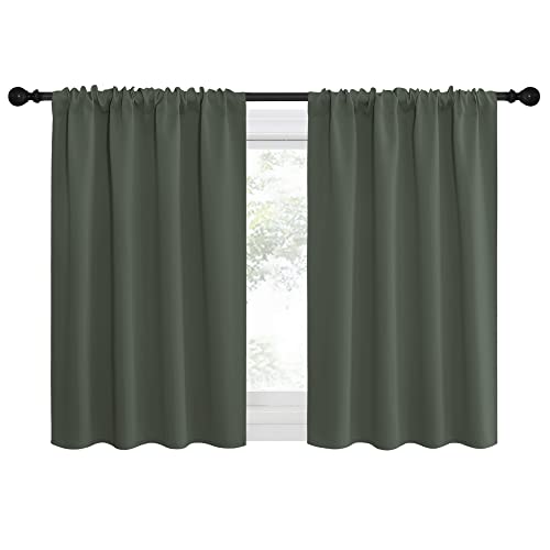 Bedroom Curtains Blackout Draperies (Dark Mallard / 29"W x 50"L (Pack of 2))